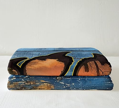 Miniatura 4 de Manfei Manta con estampado de patas para niños, manta rústica de oso salvaje para sofá, manta de cama con tablones de madera azul para niños y