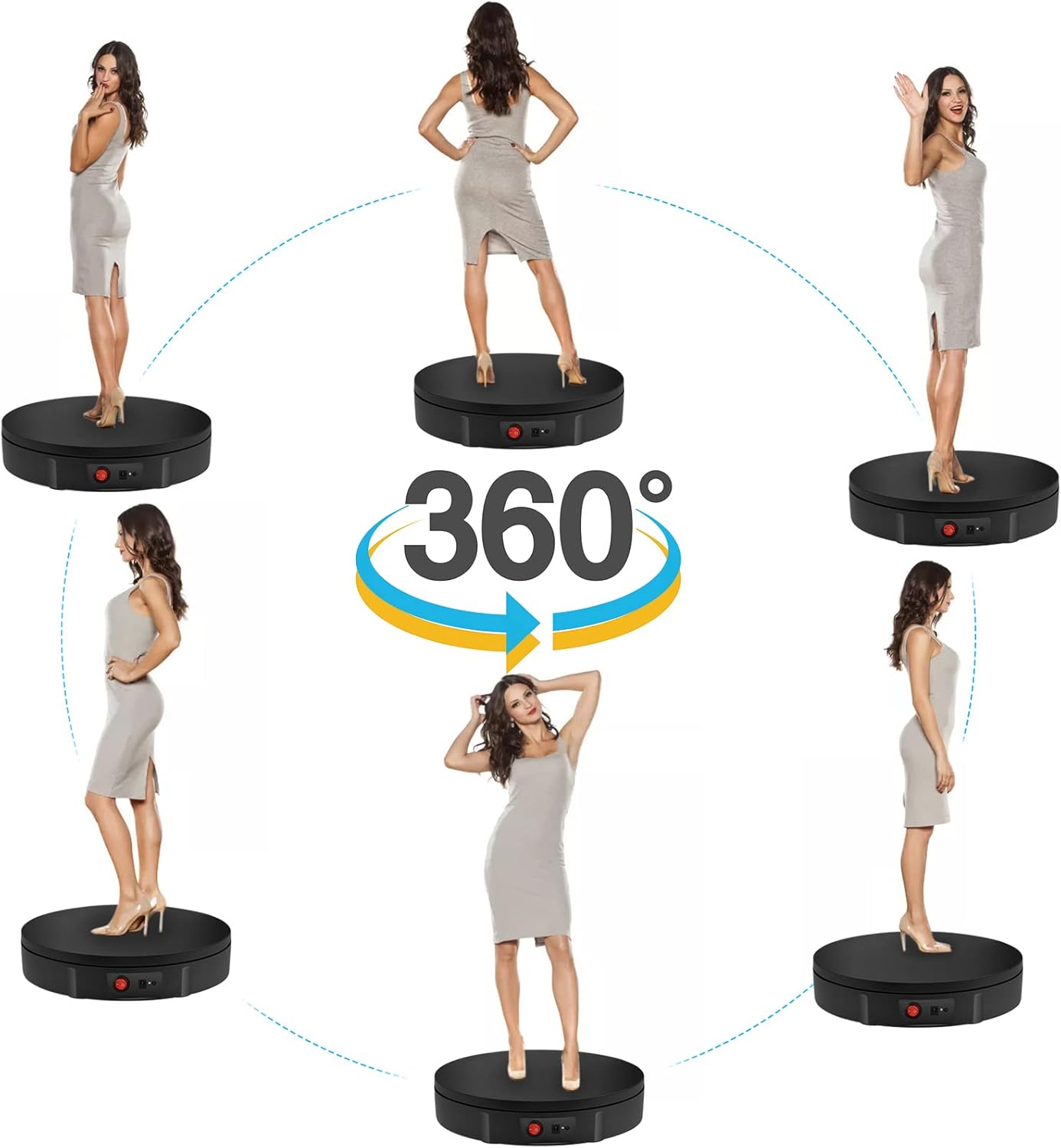 360 Degree Electric Rotating Turntable, 11.8inch / 220Lbs Load,Motorized Rotating Display Stand, For Photography Products Display，Live Video Show,Remote Control Angle, Speed (Black)
