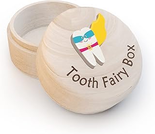 Tooth Fairy Box for Boys Girls, 3D Carved Wooden Box, Stores Lost Teeth Gifts for Kids, Souvenir Dropped Tooth Keepsake Storage Box, Teeth Container Box, Baby Teeth Keepsake Storage Box-Superman