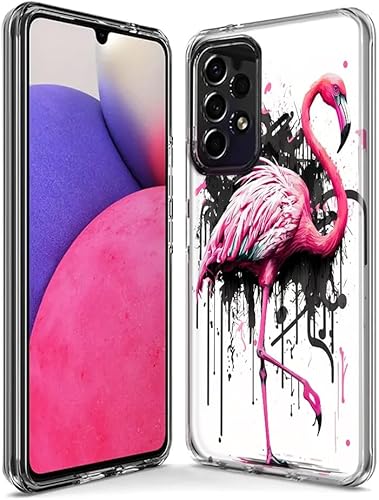 Miniatura 3 de Mundaze - Case for Samsung Galaxy A32 Slim Hybrid Shockproof Hard Shell Soft TPU Heavy Duty Protective Phone Cover - Pink Flamingo Painting Graffiti