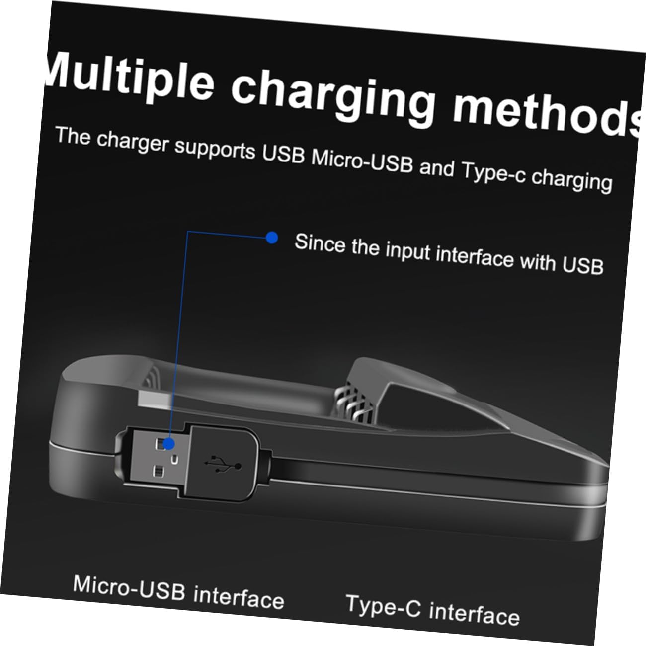 Smart USB 4-Slot Aa AAA Battery Charger with LCD Display Multifunction Discharge Voltage for Home Use Black
