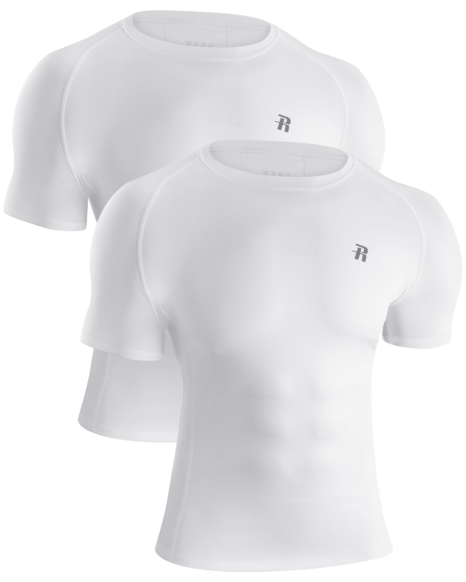 Runhit 2 Pack Men's Compression Shirts Short Sleeve Cool Dry Athletic Workout Shirt Sports Base Layer Undershirt Top