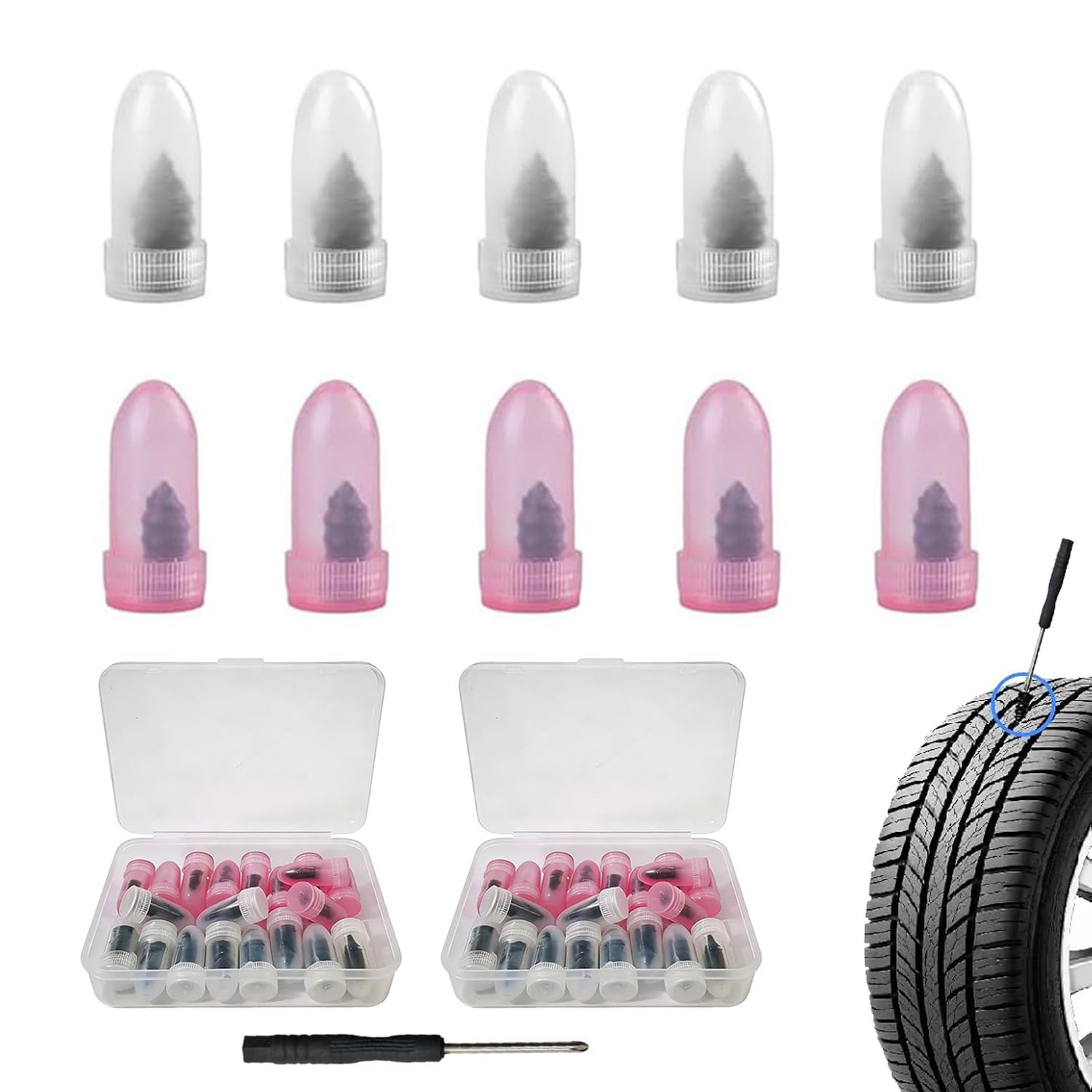 Tire Repair Nails Kit, Black 40Pcs