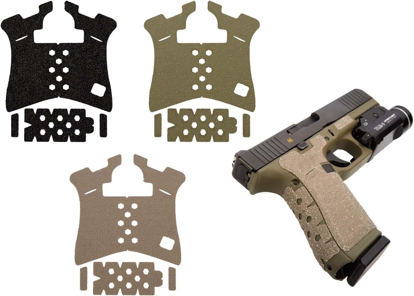 NDZ Performance Decal Grip Tape for Glock 17 19X 22 34 45 47 Gen 5 – Adhesive Wrap Around Grip for G17, G19X, G22, G34, G45, G47 – Laser-Cut Texture Upgrade – Made in USA