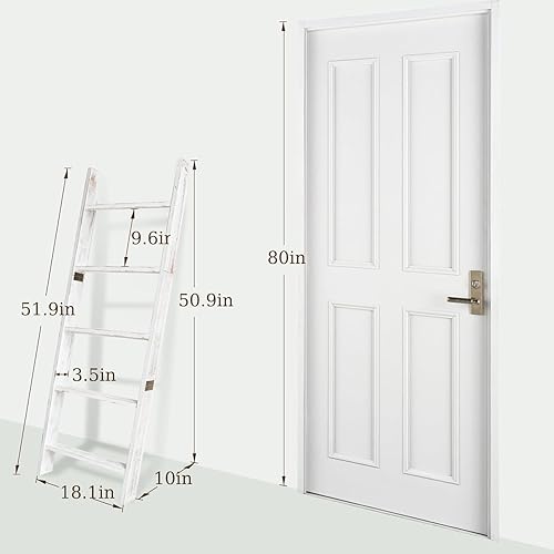 Miniatura 3 de Honest Blanket Ladders for The Living Room, 5-Tier Blanket Holder, Wall-Leaning Blanket Rack, Ladder Shelves, Wooden Quilt Ladder, Farmhouse Decor,