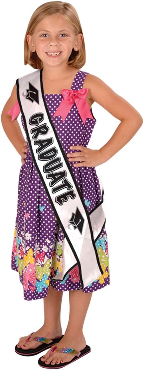 Beistle Graduate Satin Sash, 27 by 31/2-Inch, White/Black