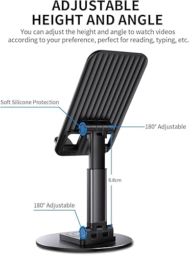 Miniatura 2 de Soporte de teléfono giratorio y plegable para escritorio, base portátil para teléfono móvil para viajes y uso de escritorio, ángulo ajustable de