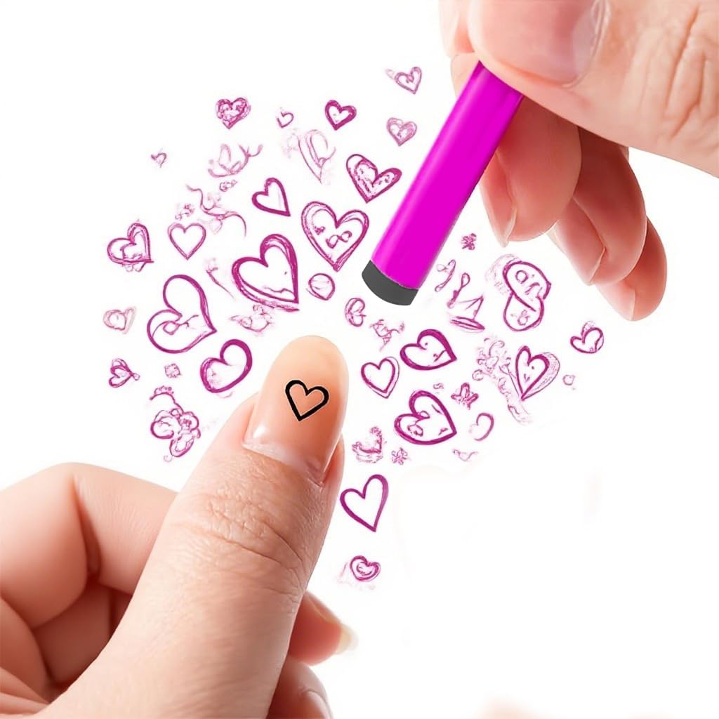 AOUWEY 48 Pcs Nail Stamp Pen Set | Fast DIY Manicure Kit, Floral Butterfly Rose Patterns, For Girls Ladies, Personal Use