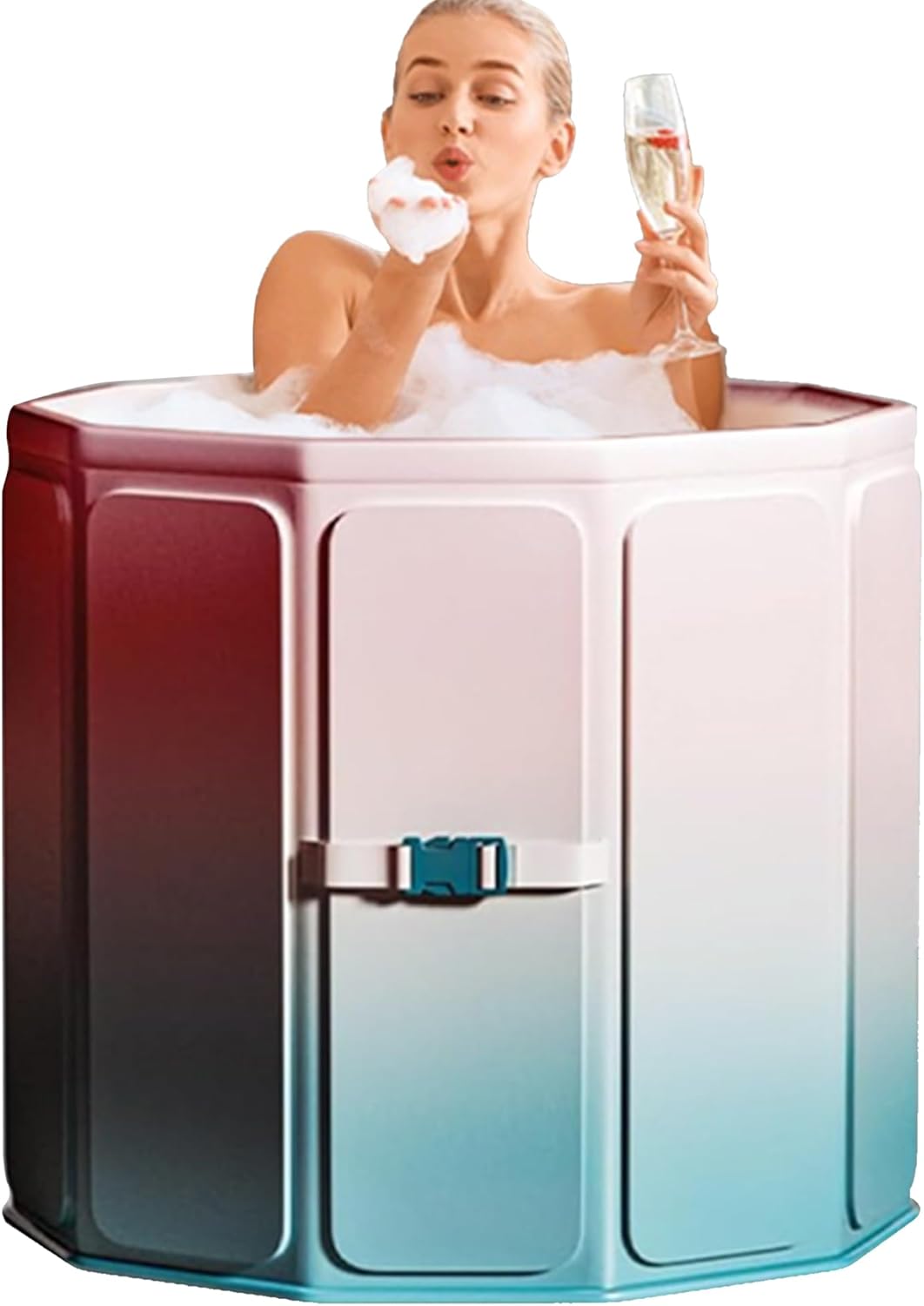 YYW 31.5in Large Capacity Hot & Cold Therapy Tub - Portable Foldable Soaking Bathtub with Thick Insulation for Home Shower/Outdoor Use, Quick Muscle Recovery, No Setup (Slush blue)