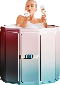 YYW 31.5in Large Capacity Hot & Cold Therapy Tub - Portable Foldable Soaking Bathtub with Thick Insulation for Home Shower/Outdoor Use, Quick Muscle Recovery, No Setup Slush blue