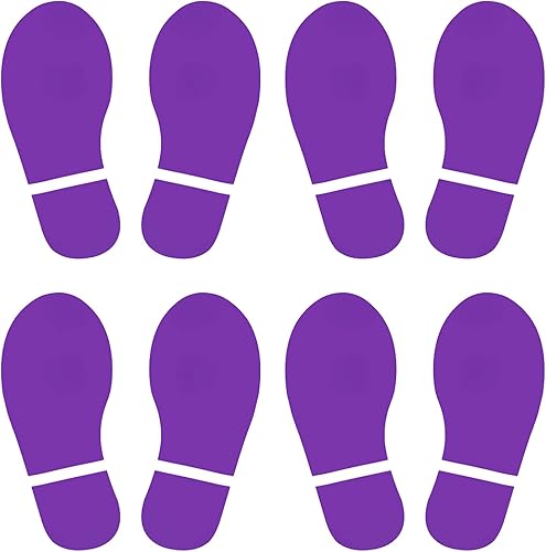PATIKIL Calcomanía de huellas de 8 x 3.3 pulgadas, 4 pares de zapatos de PVC para decoración de clase, guía de escaleras, color morado oscuro
