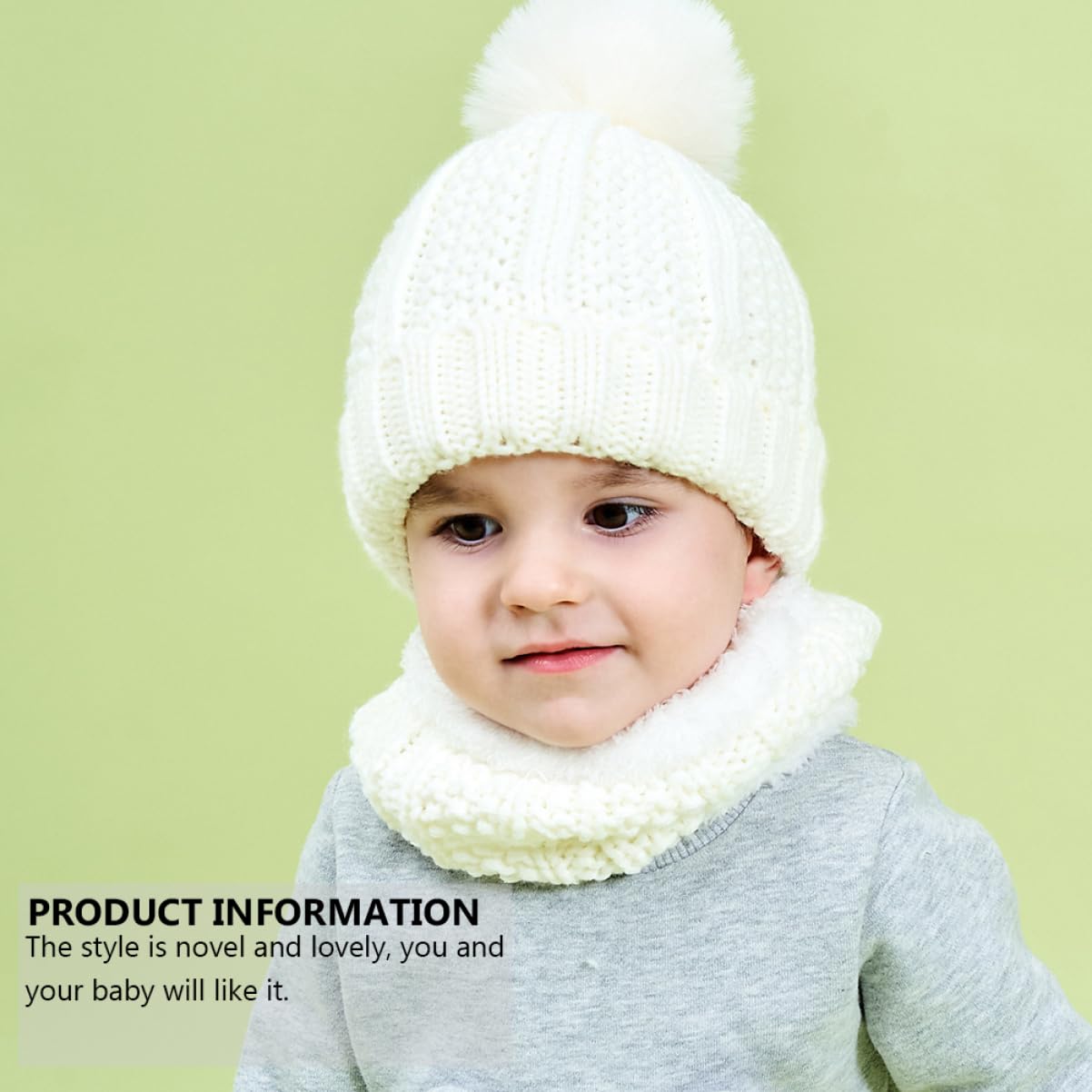 Kindermütze Wintermütze für Strickmütze für Kappe Schal Hüte Mütze mit Bommel strickmütze wintermütze Warme Babymütze warmes Halstuch Acryl Weiß