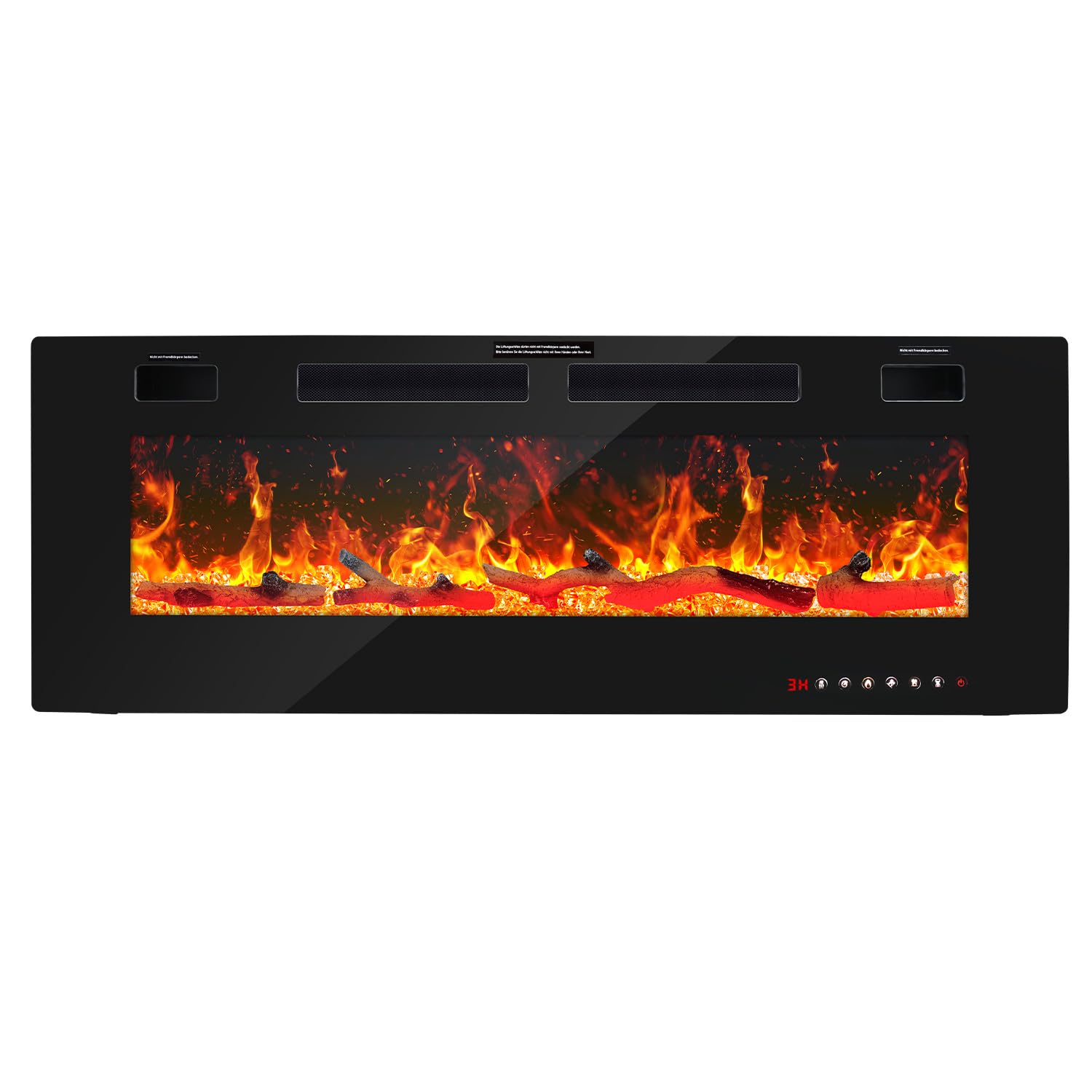 Cheminée électrique avec chauffage, cheminée murale 127 cm avec