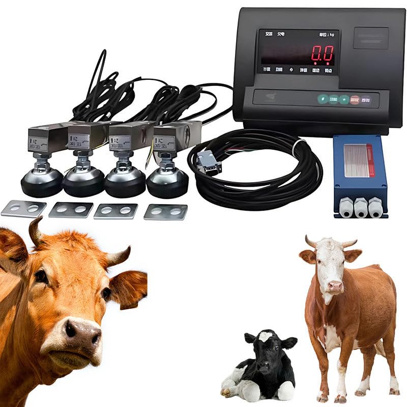 Viehwaagen-Set, Hochpräzise Anzeige-Wägezellenwaage mit 4 Wägezellen und LED-Anzeige Elektronisches Viehwaagen-Set mit Anschlusskasten Viehwaagen für Rinder, Schweine, Ziegen