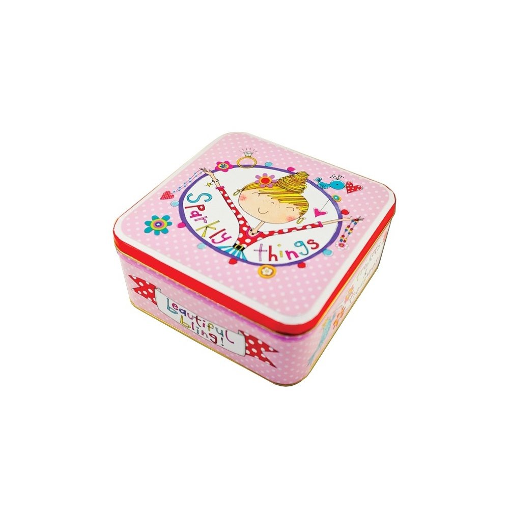 Rachel Ellen Designs Ltd Pink Sparkly Things Medium Square Tin