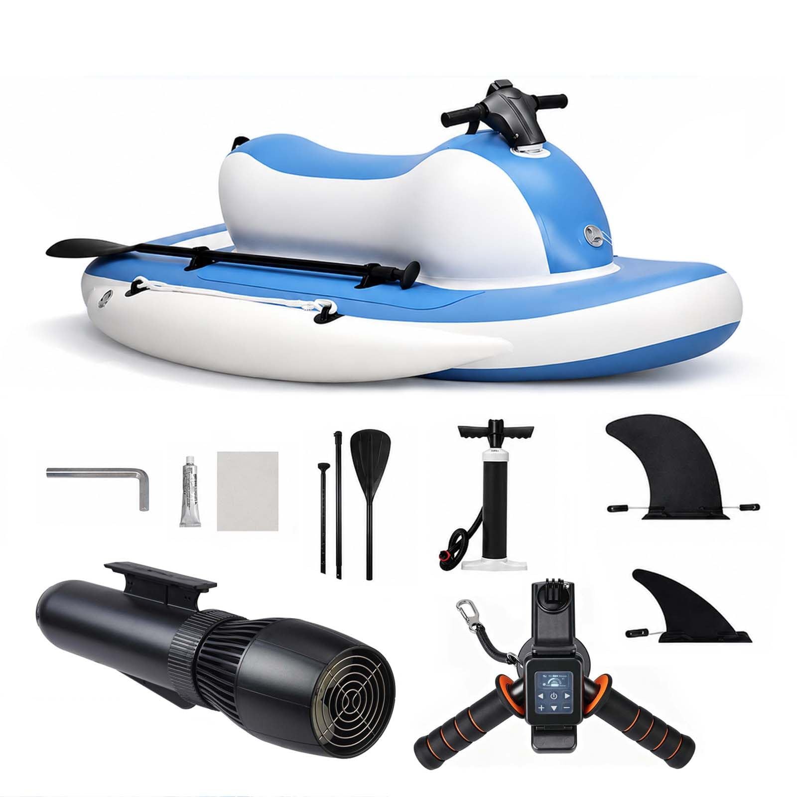 QFGain Long-Range 500W Electric Inflatable Boat – Up to 130-Min Runtime, Foldable Kayak Design for Fishing & Recreation Boat+500W10A