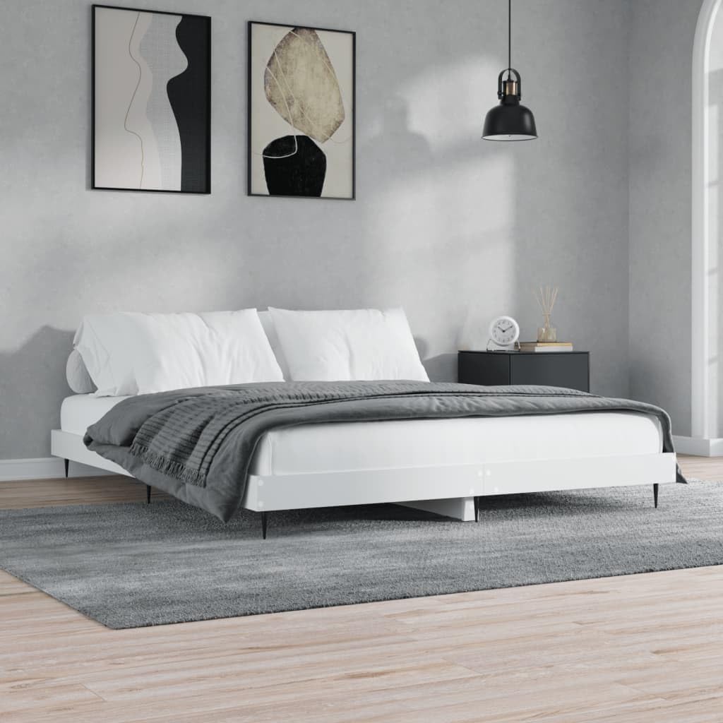 Rantry Bettgestell mit LED, Massivholz, weiß, 200 x 200 cm, Lattenrost für Erwachsene, Kinder und Jugendliche, einfache Montage, Typ 2 Betten und Lattenroste