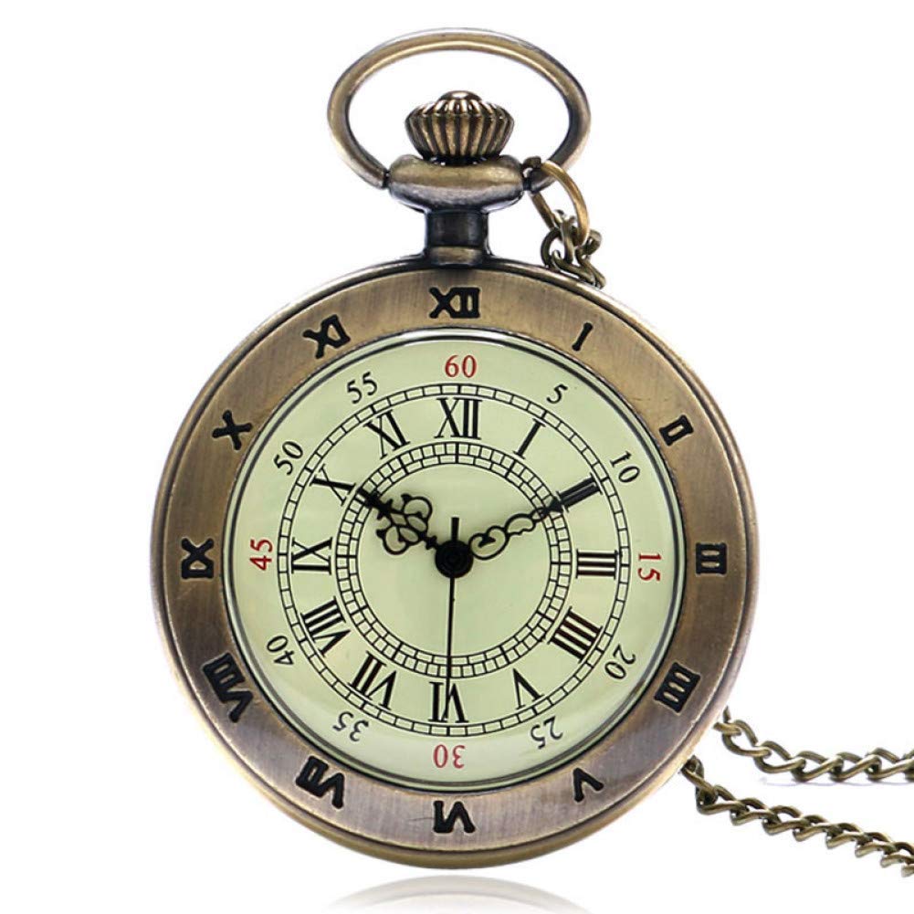 Hot Gift for Boyfriend Girlfriend Simple Roman Number Dial Copper Quarzt Pocket Watch Unisex Vintage Necklace Pendant Item
