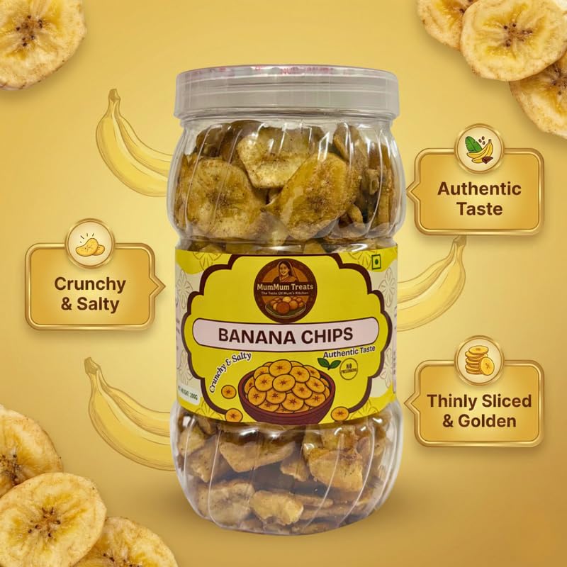 Image of MumMum Treats Tea Nasta Snacks - Banana Chips | Crispy & Tasty South Indian Snack | Perfect All-Time Snack for Tea-Time & Cravings