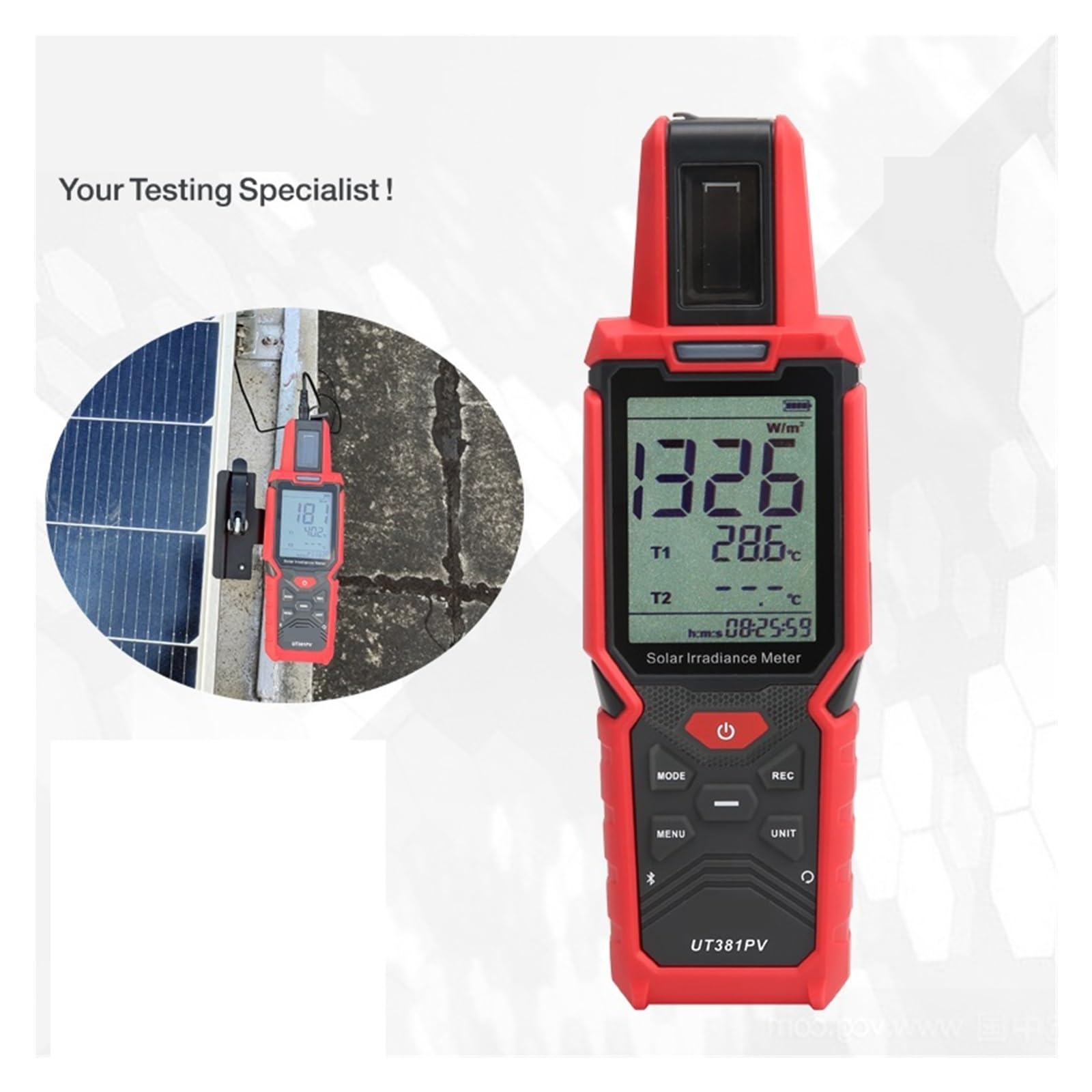 Espectrofotómetro, Comunicación Del Medidor De Irradiancia Solar UT381PV/grado Protección IP65