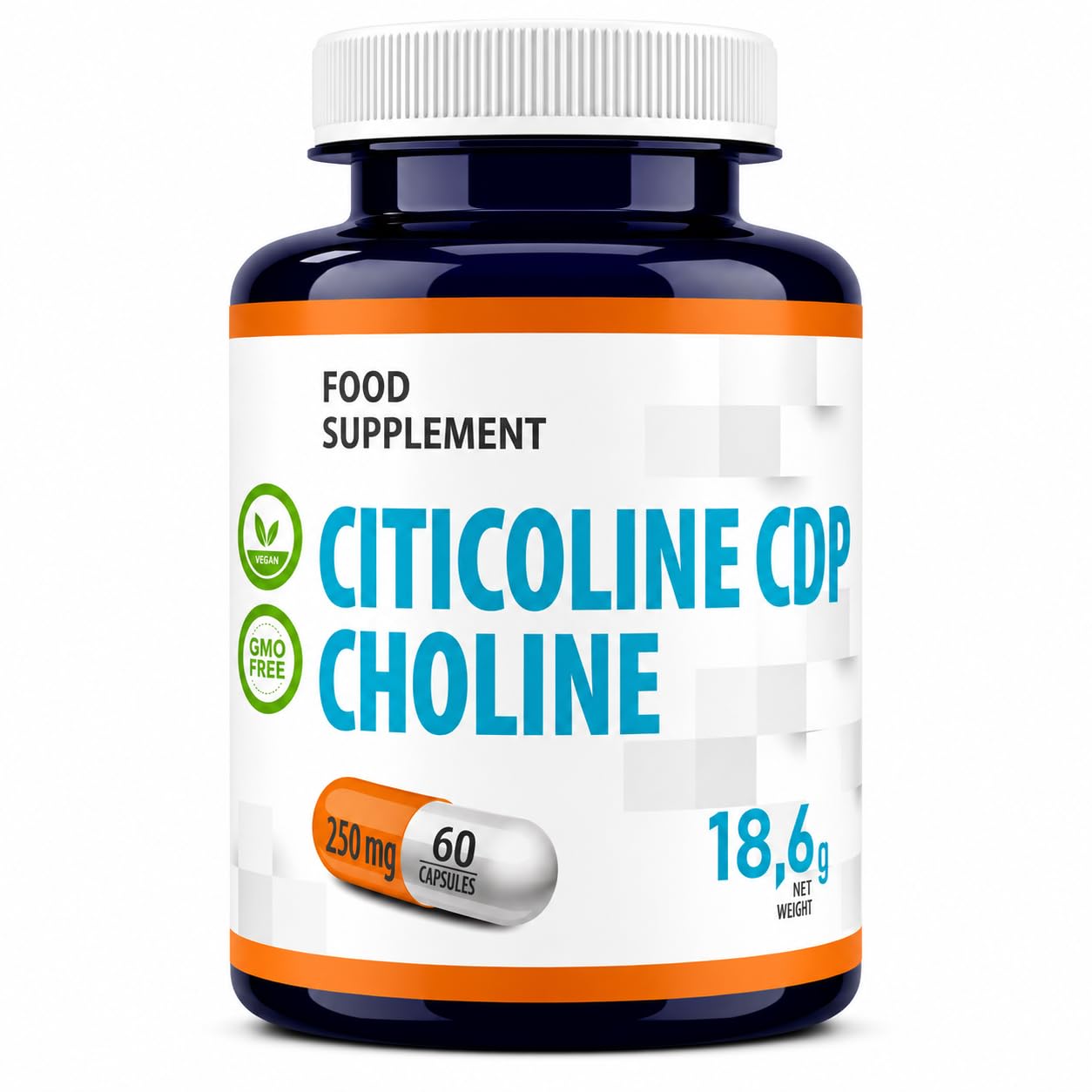 Hepatica Citicoline (CDP-Choline) 250 mg | Source de Choline | 60 Gélules Véganes | Réserve 2 Mois | GMP & laboratoire indépendant