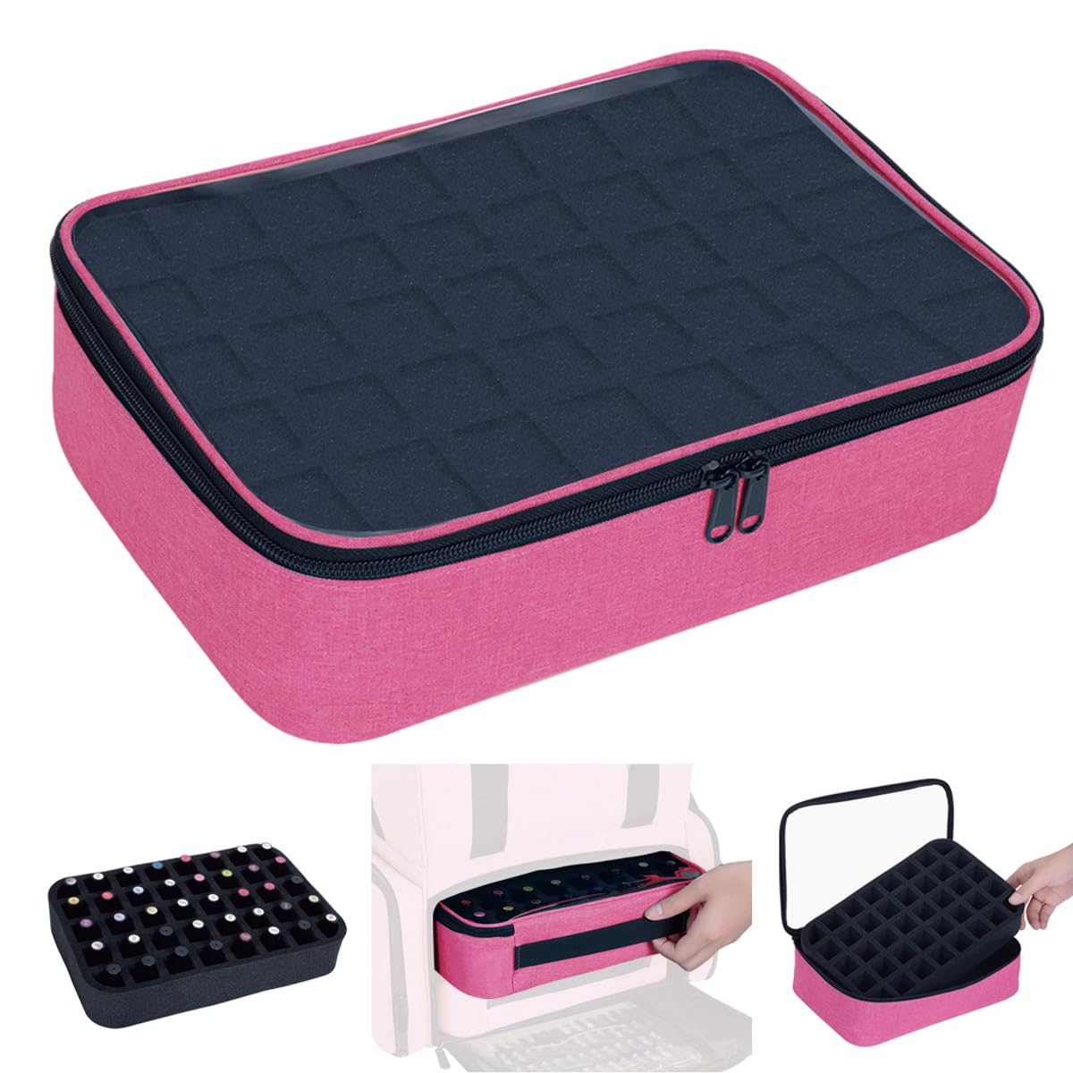 UOZL Small Clear Nail Polish Organizer Holds 40 bottles(15ml-0.5fl.oz) Nail Polish Case Multifunctional Nail Polish Bag organizer, Cosmetic Travel