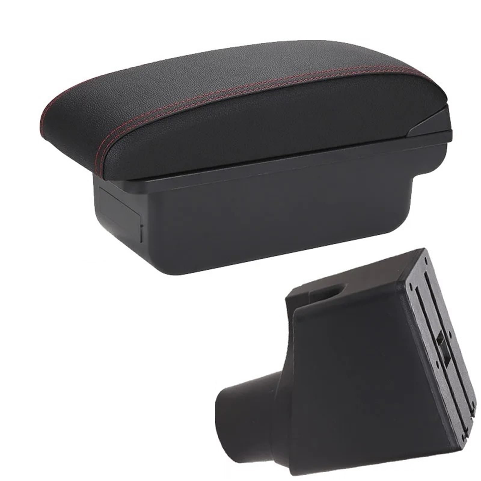 AWGNTQQ Car Armrests For Toyota For Yaris For Hybrid 2015-2023 Car Armrest Center Storage Box Interior Retrofit Parts(C1 Black red NO USB)