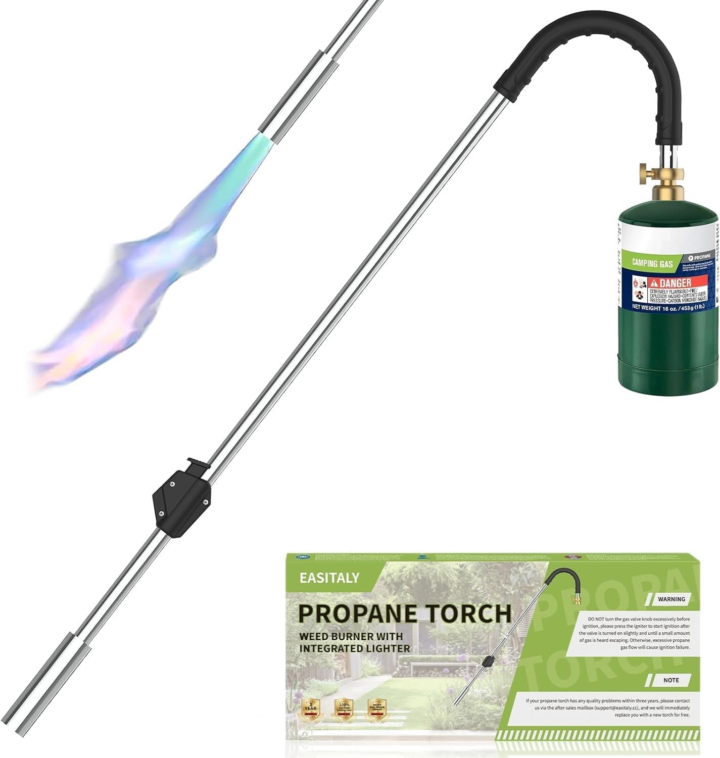 Weed Torch Propane Burner,Blow Torch,35" Long Arm Flame Thrower,Weed Burner with Self Igniting and Rubber Handle for Outside Weeding,Roofing,Charcoal Starter(Fuel Cylinder Not Included) 3,600?