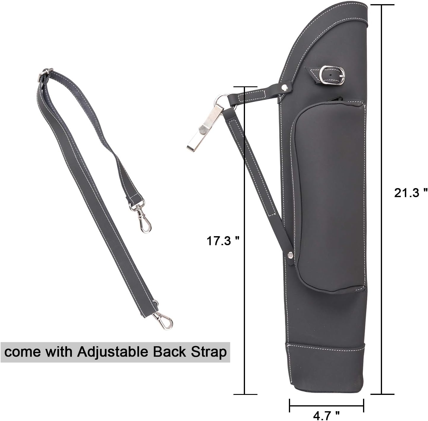KRATARC Archery Dual Use Leather Back Arrow Quiver Hip Quiver Waist Hang Side with Adjustable Strap Belt Clip (Black) : Sports & Outdoors
