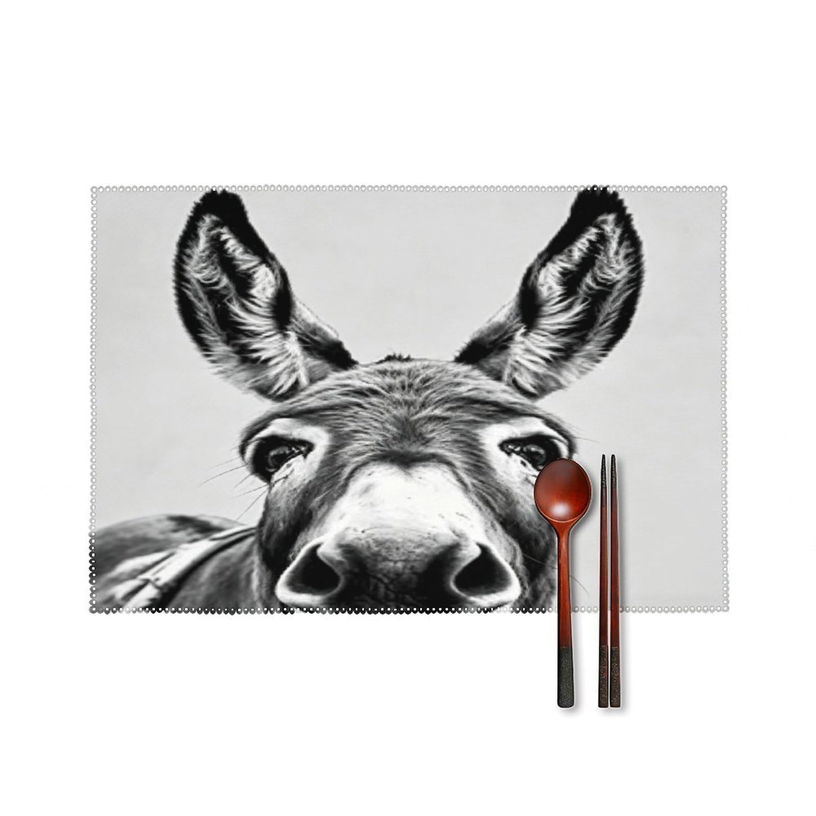 Fekiloot Style Funny Donkey Placemats Set Of 6,Table Mat