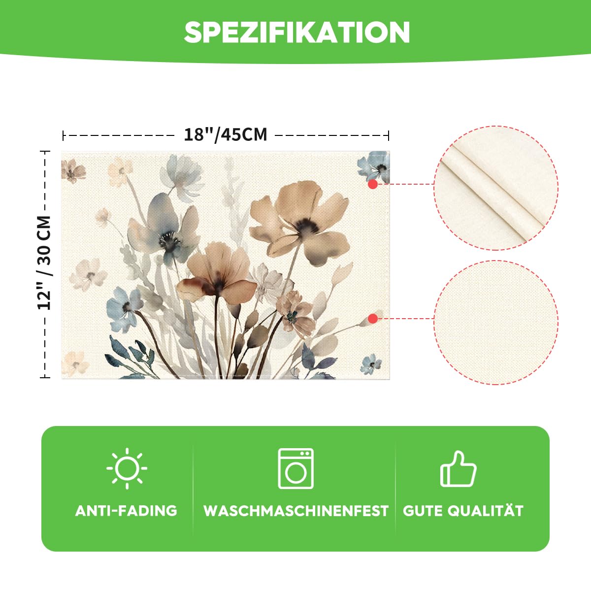 Artoid Mode Bloemen Water Groen Dahlia's Lente Placemats Set van 4, Zomer 30x45cm Vakantie Tafelsets Wasbaar Placemats Keuken Feest Decoratie Artoid Mode Bloemen Water Groen Dahlia's Lente Placemats Set van 4, Zomer 30x45cm Vakantie Tafelsets Wasbaar Placemats Keuken Feest Decoratie