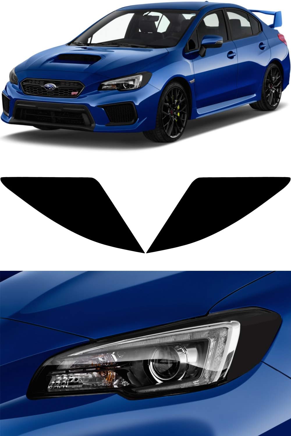 Headlight Tint compatible with 2015-2022 Subaru WRX/STI, glossy black smoke vinyl reflector amber delete overlay kit