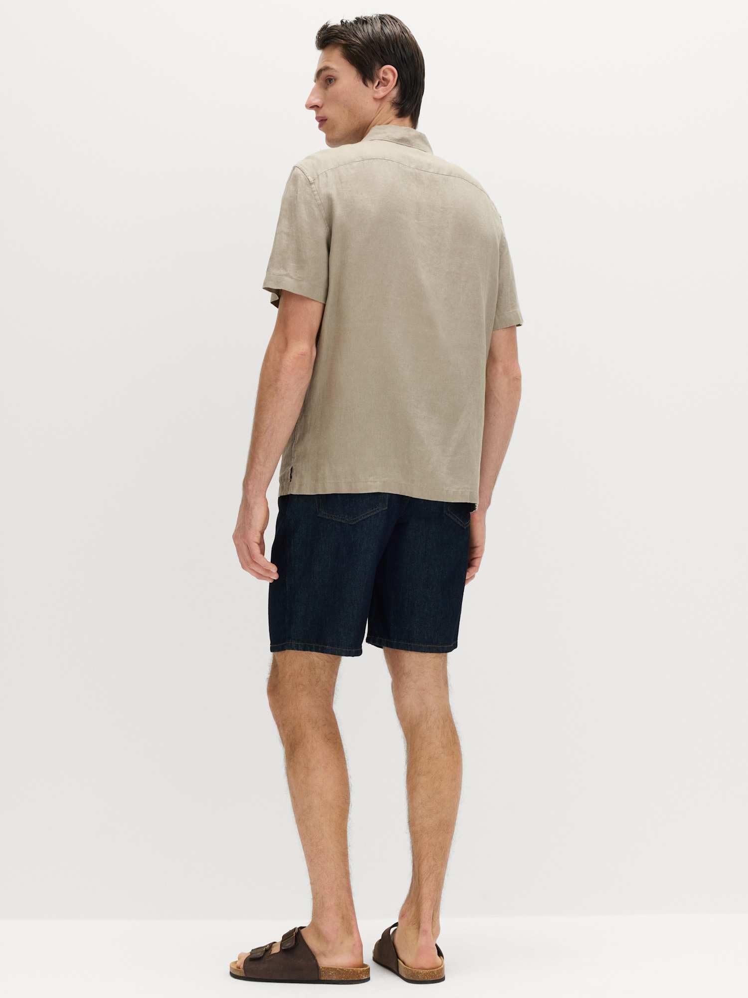 Marks & Spencer Camisa de Manga Corta de Lino Puro para Hombre, Ajuste Normal, Cuello Clásico, Transpirable