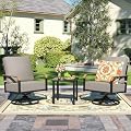 NATURAL EXPRESSIONS Outdoor Bistro Set, 3 Piece Patio Swivel Glider Rocking Chairs Patio Conversation Furniture Set with 2 Rockers,Metal Table, 6" Thick Cushions for Backyard,Porch,Balcony,350lbs