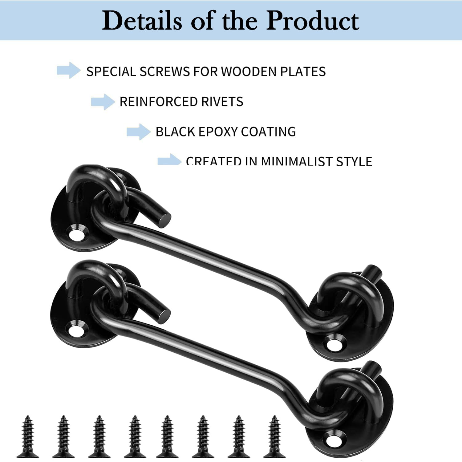 Litensh 2PCS Stainless Steel Door Hook and Eye Latch - Image 3