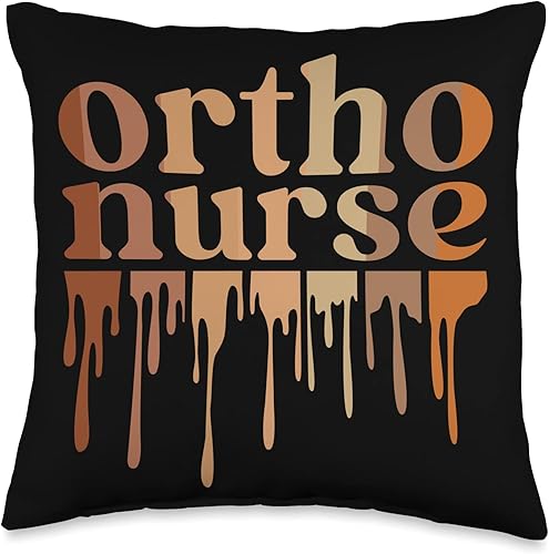 Black History Month Ortho Nursing Melanin Black Ortho African American Orthopedic Nurse Throw Pillow, 16x16, Multicolor
