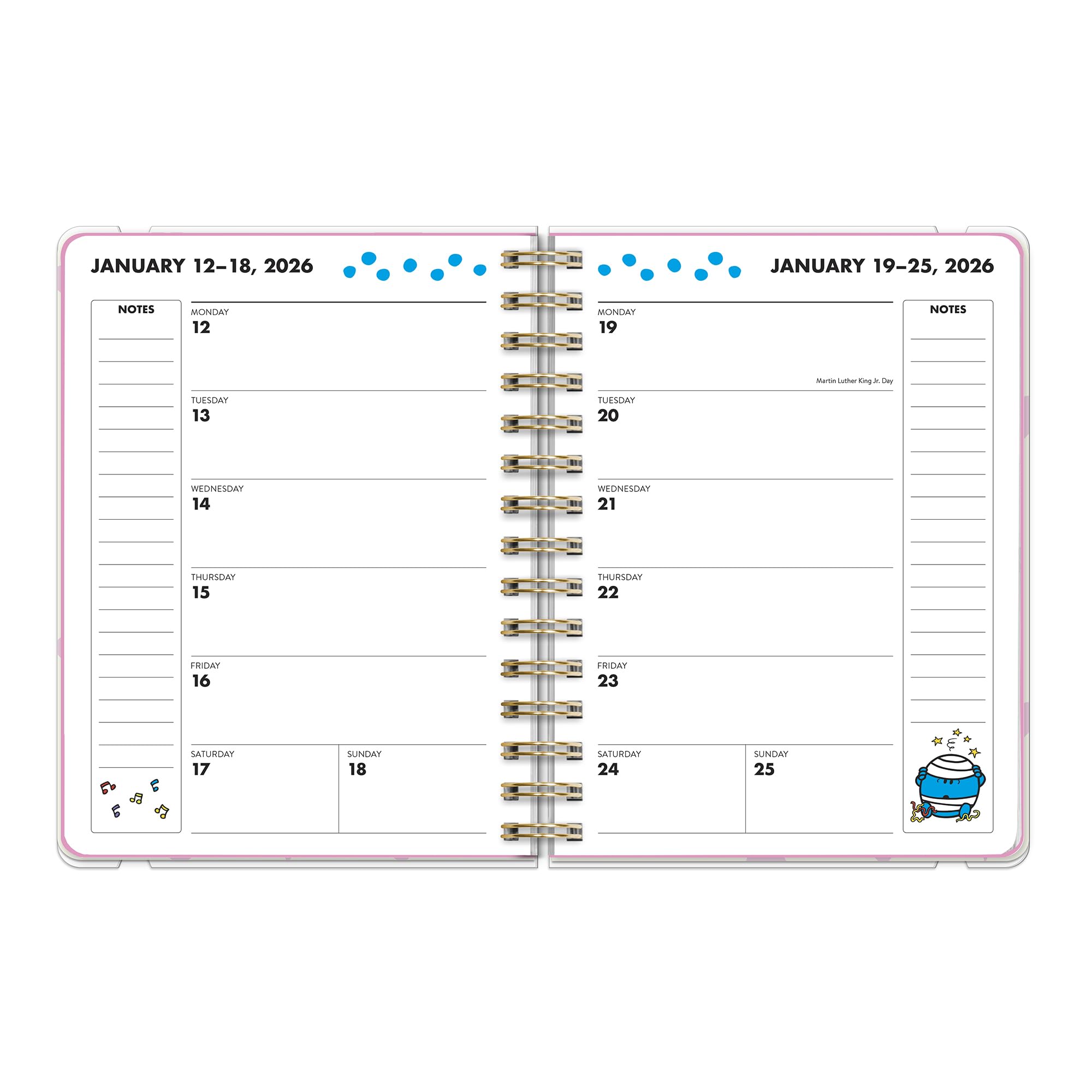 Orange Circle Studio Little Miss Organizer 2026, kompakter, flexibler Deluxe-Planer, gebundener Wochen- und Monatsplaner für Schule oder Arbeit, mit Aufklebern und Notizseiten
