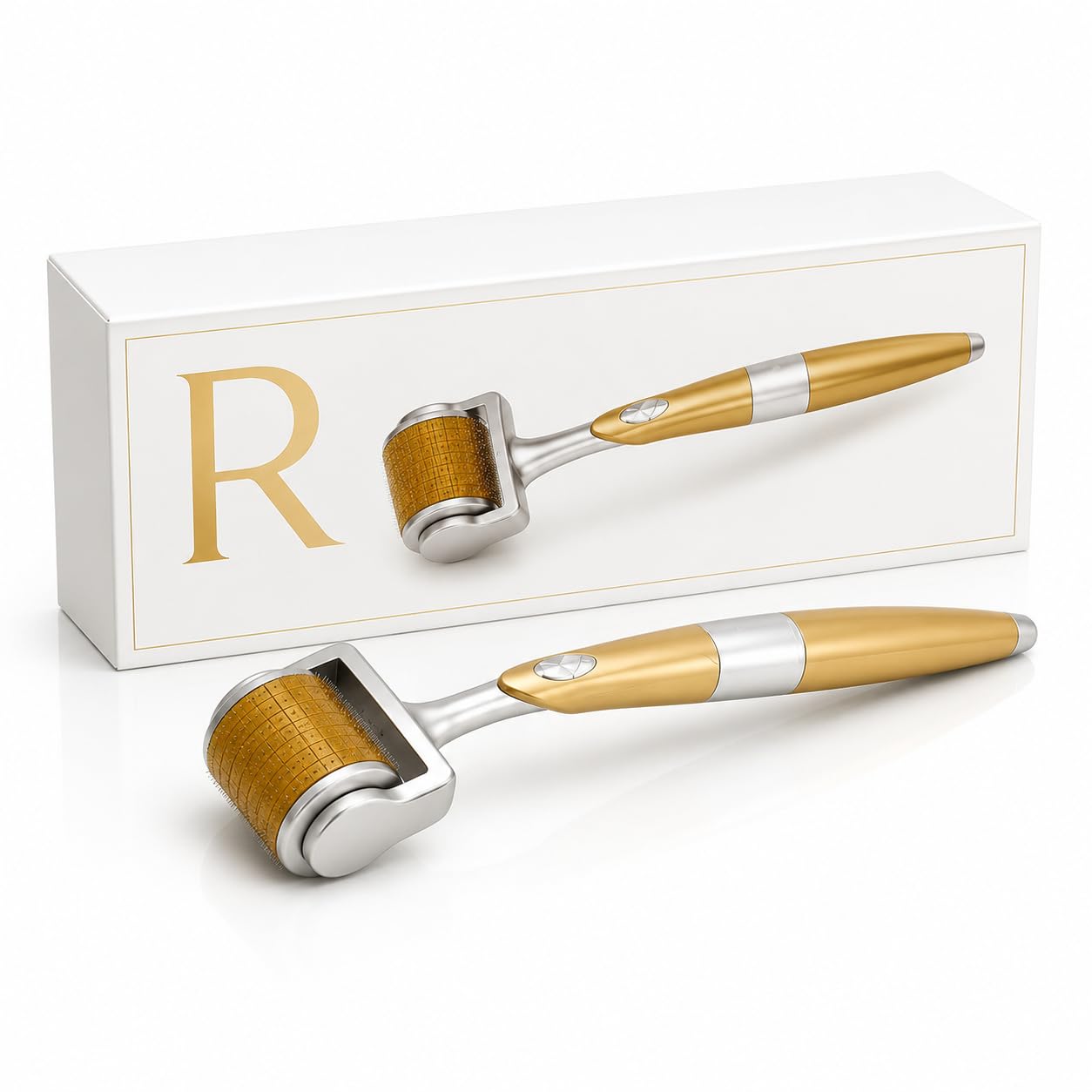 Derma Roller 0.5mm 192 Titanium Microneedles Skin Care Tool for Face Beard Scalp Hair Care Roller Gold White Handle for Home Beauty Routine Facial Skin Massage Device-image-44