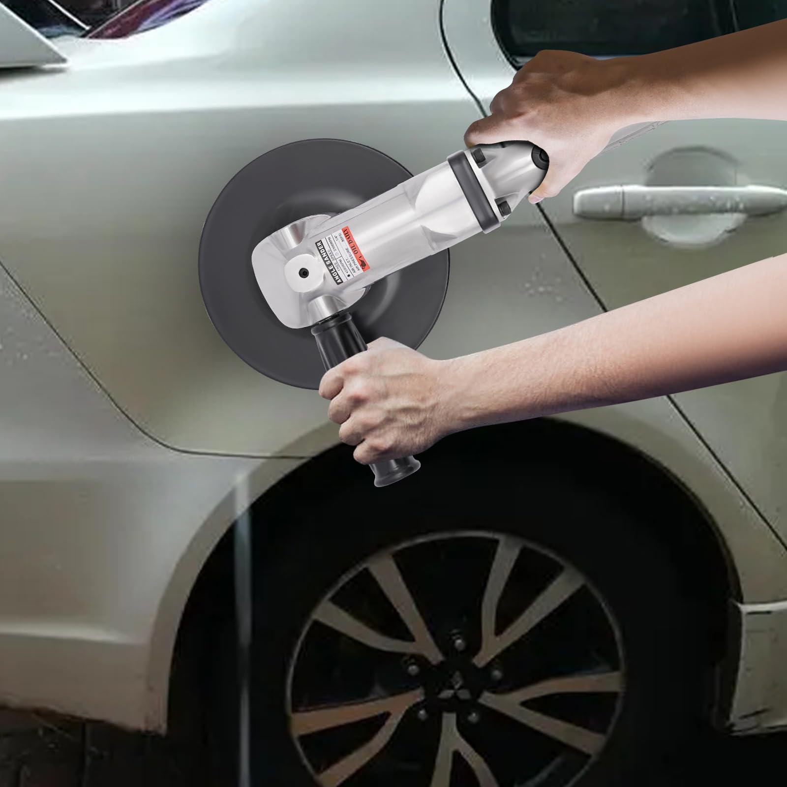 MuChaIOAK Air Angle Sander, 7Inch Heavy Duty Air Sander, Mini Pneumatic Sander for Auto Body Work, High Speed Air Powered Polisher, Powerful Polishing Easy To Carry & Store