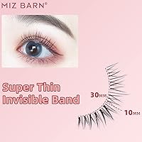 Vista 2 de Miz Barn Pestañas postizas de aspecto natural, 4 pares de pestañas postizas naturales, suaves, ligeras, cómodas, cortas, banda cruzada, hechas a