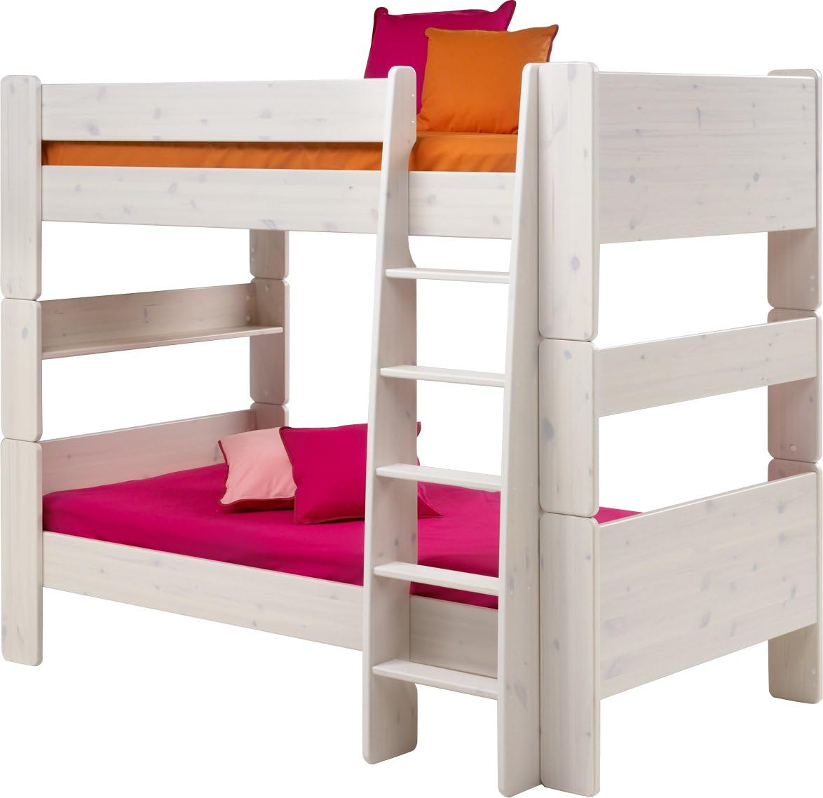 Steens Kids Pine Bunk bed with Ladder, Whitewash Finish