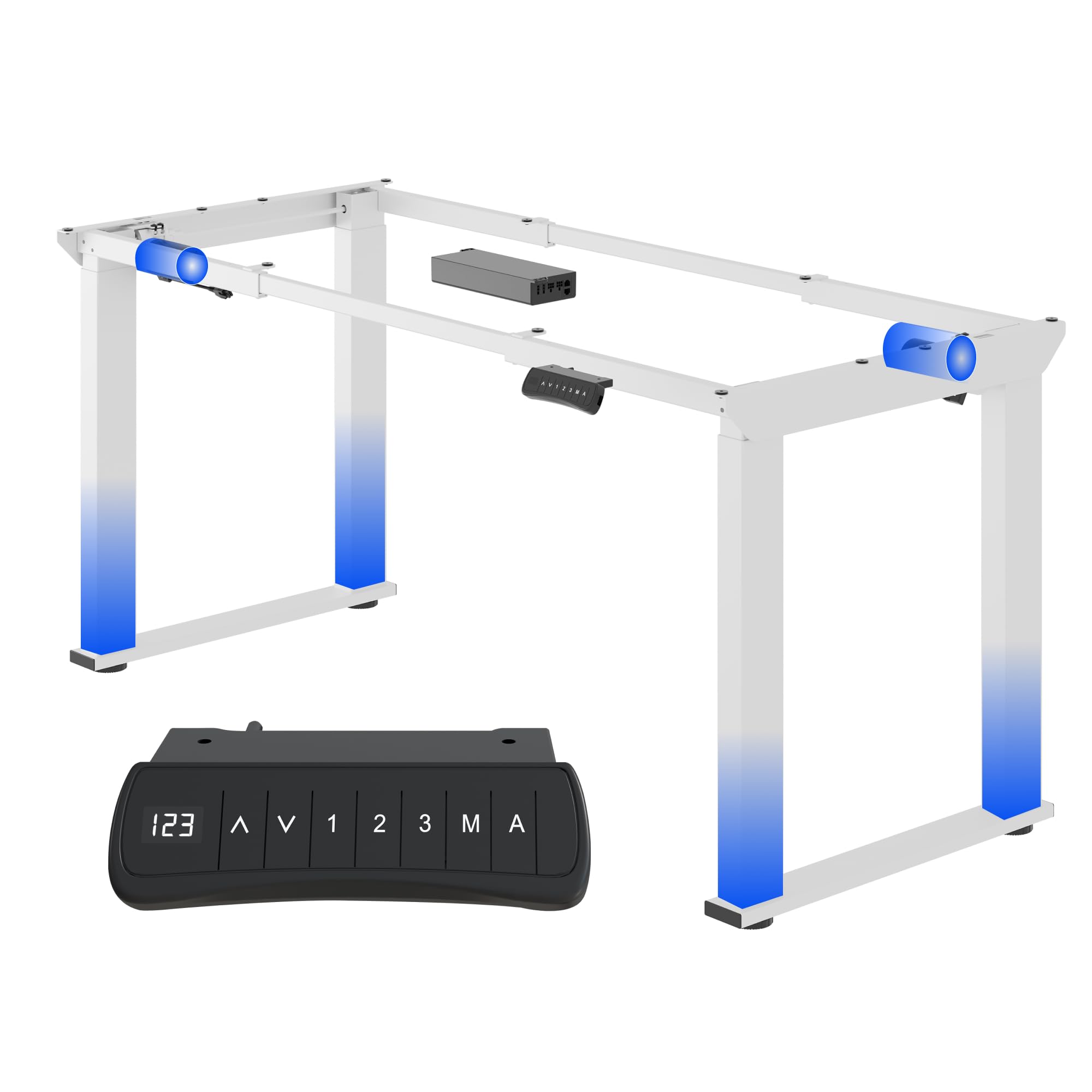 FLEXISPOT Scrivania alzabile elettrica, telaio da tavolo, struttura da tavolo con 4 gambe, telaio in acciaio per tavolo da pranzo e con 2 motori, con memoria a 4 pulsanti, carico da 150 kg, bianco