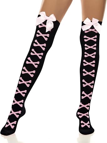Benefeet Sox Women Thigh High Socks Cute Over Knee Socks with Bow Bones