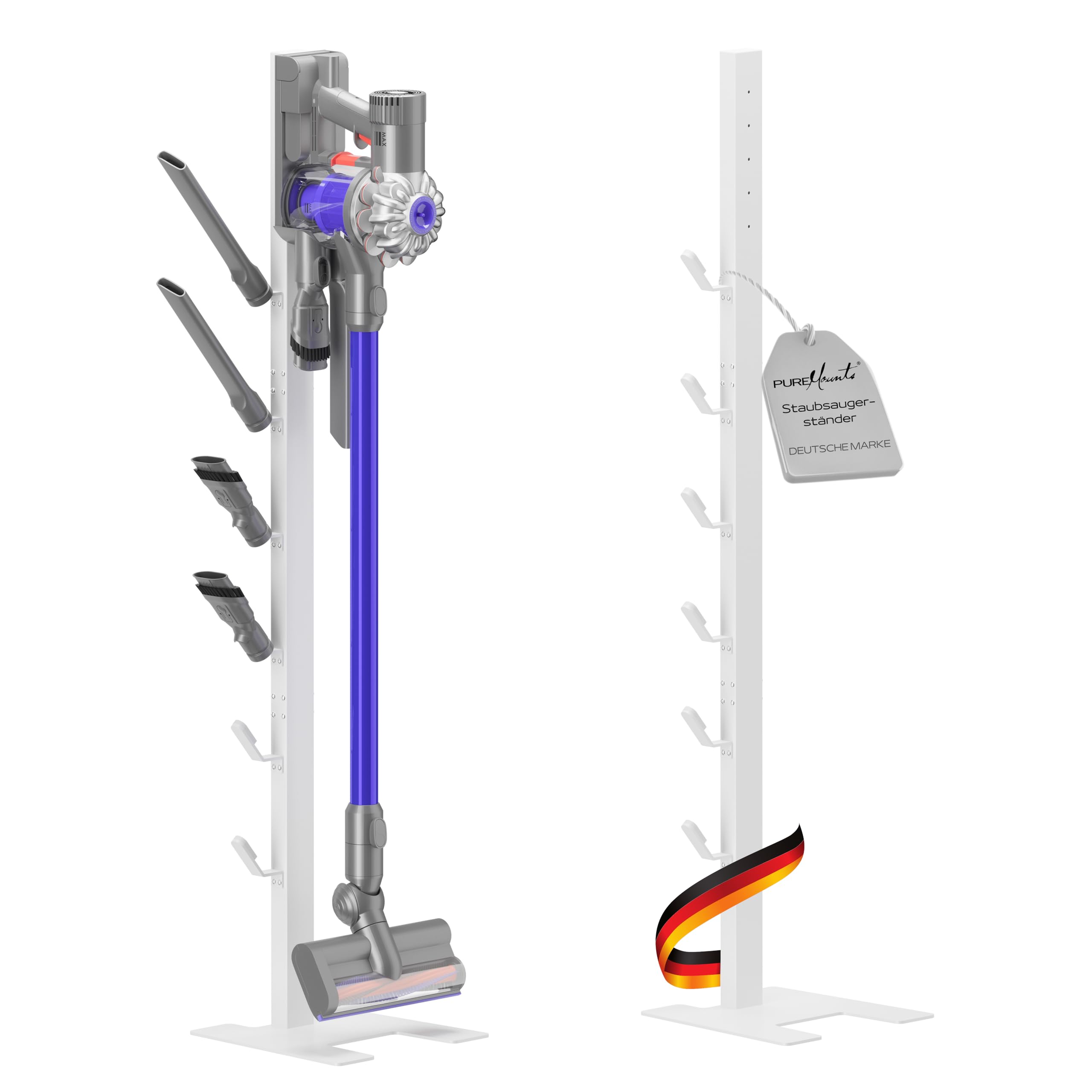 PureMounts PM-VAC-71, Vacuum Cleaner Holder, Metal Aluminium, White