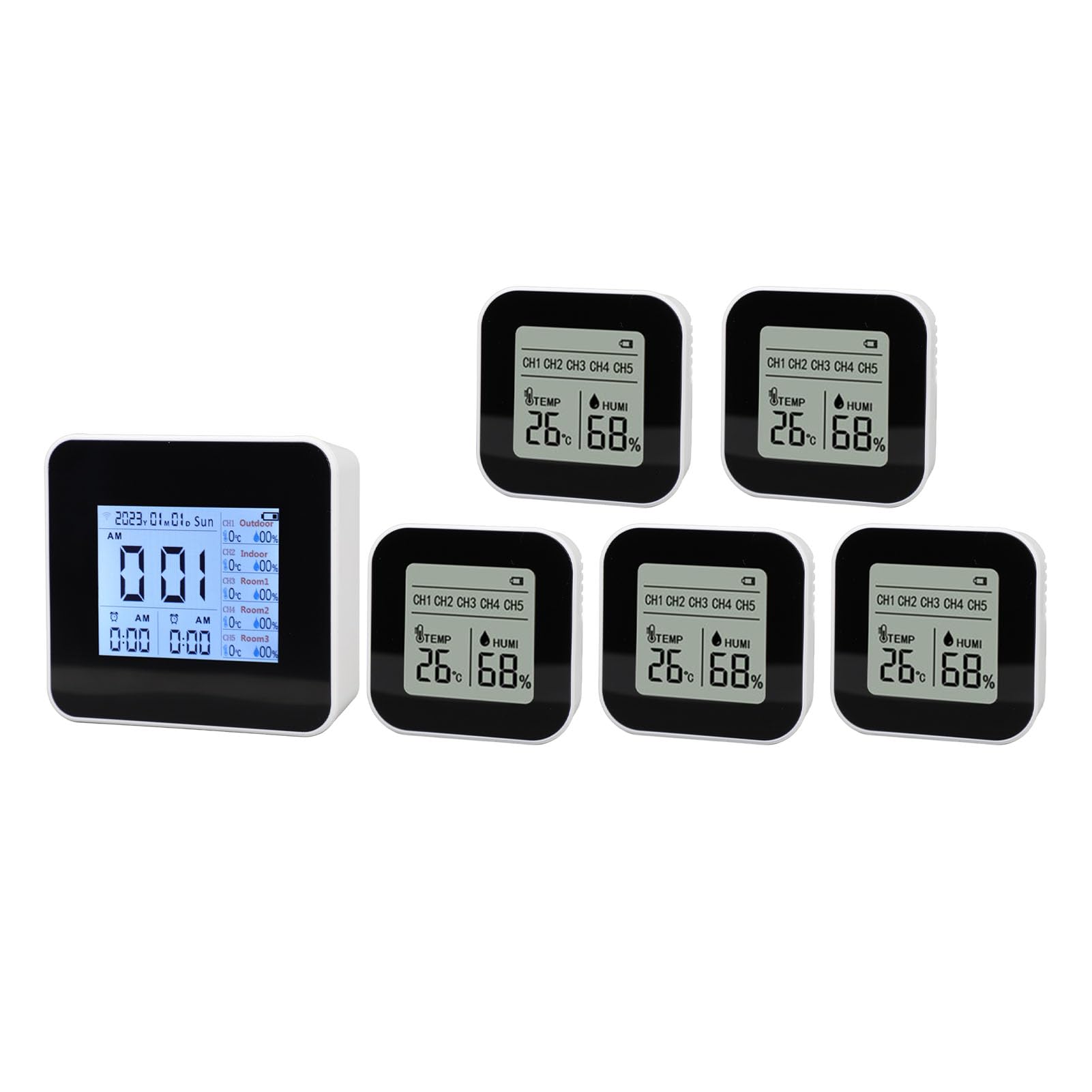 Monitor Digital de Temperatura y Humedad con Brillo Ajustable y 2 Dispositivos Secundarios para Sincronización Inalámbrica de Datos Monitoreo Interior para Propietarios de Viviendas Criadores