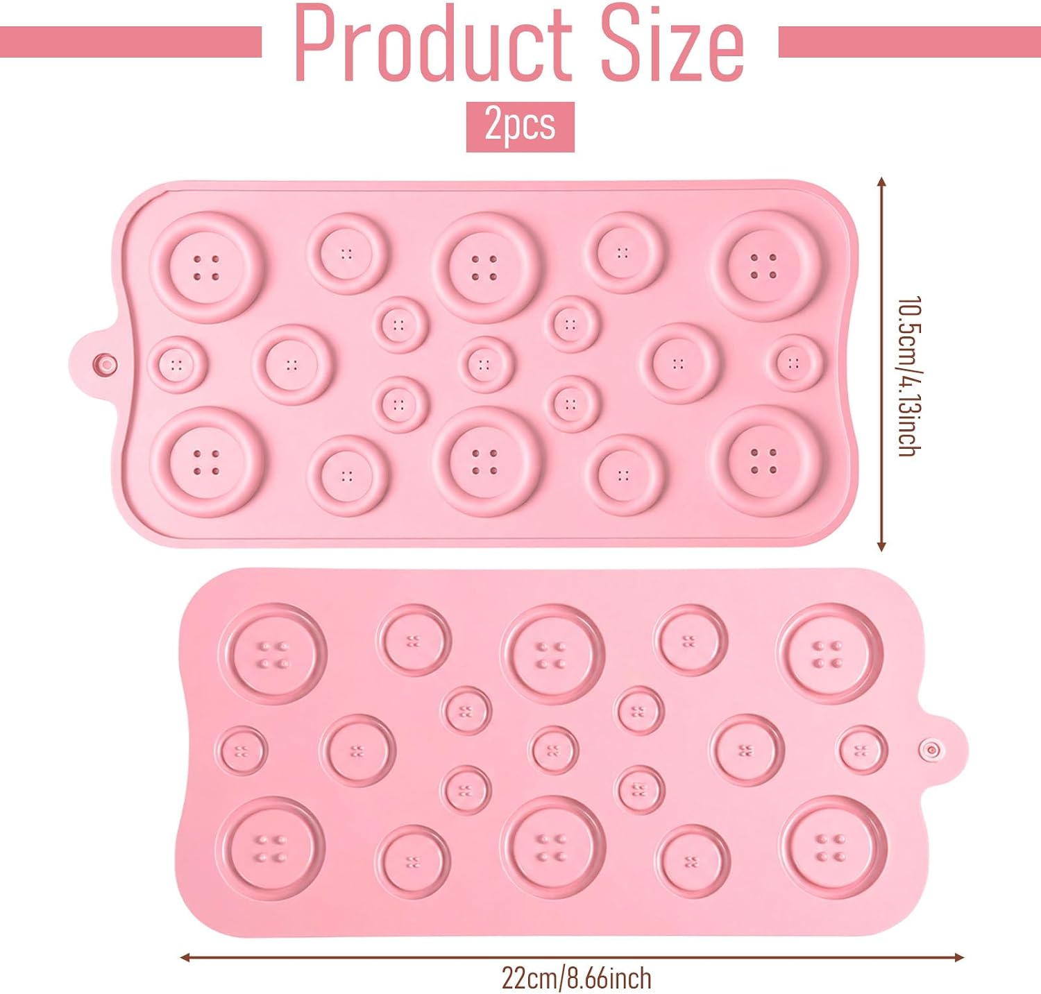 2 Pcs Button Silicone Chocolate Molds Button Mold for Fondant Pink Buttons Candy Mold Resin Jewelry Molds Epoxy Resins Moldes for Chocolate Cake Decoration DIY Crafts