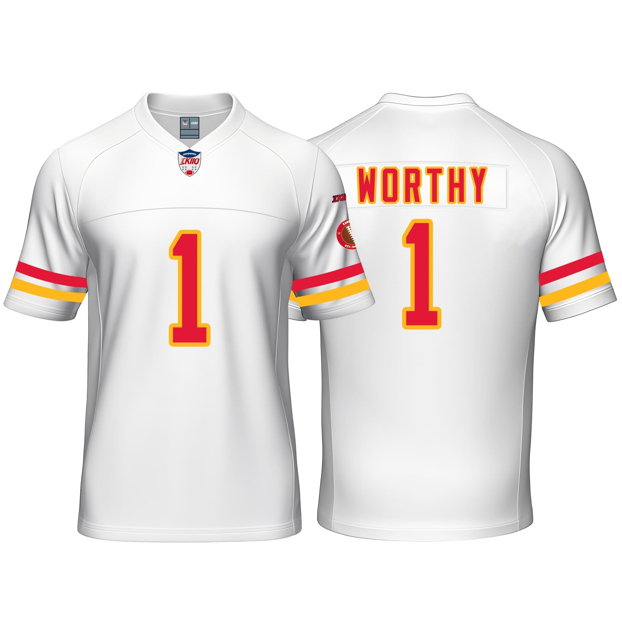 Custom Mens/Youth Football Stitched T-Shirt for Sports Fan Red/White No Brand/Logos