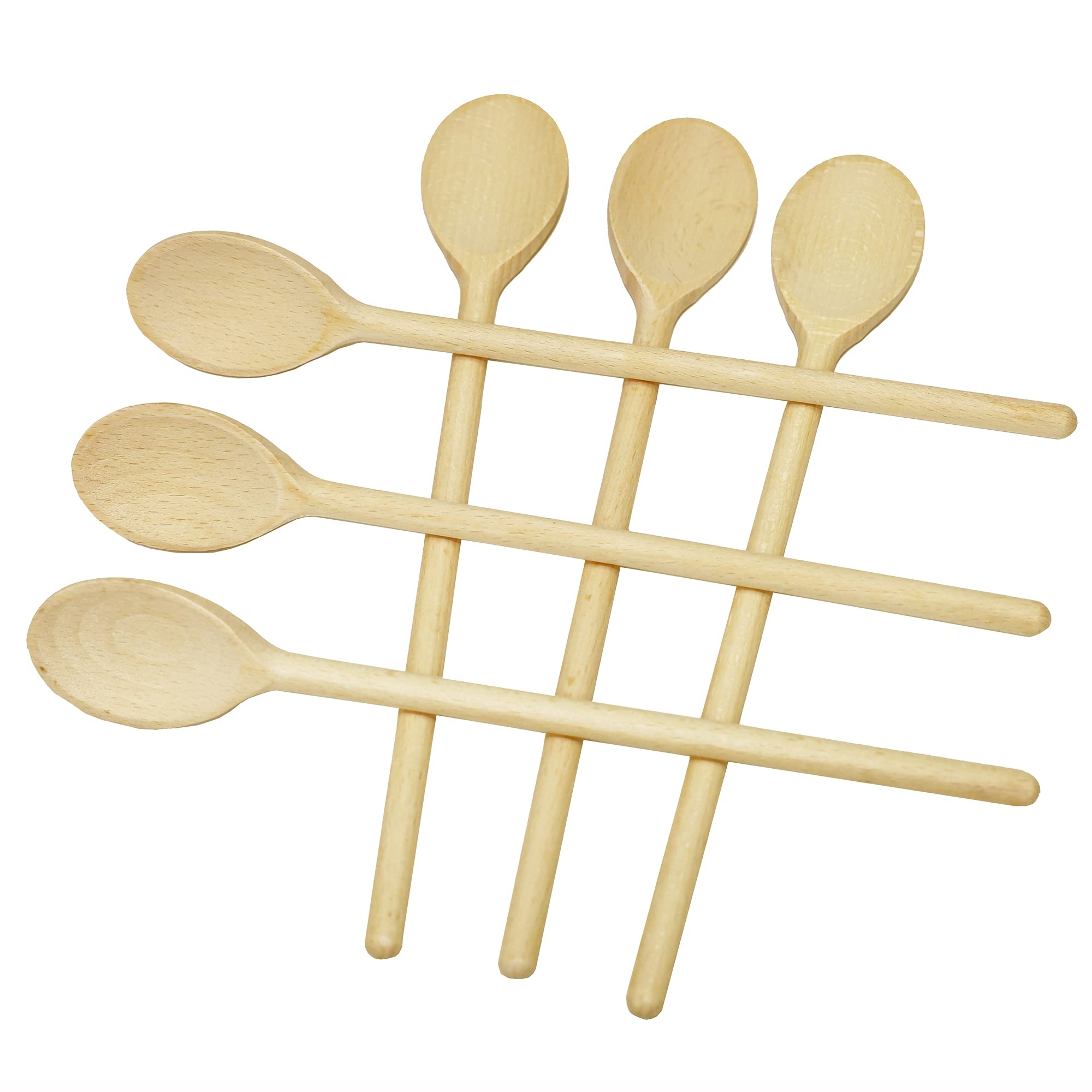 Cucharas ovaladas de madera para cocinar, paquete de 6 (10 pulgadas de largo) utensilios de cocina de madera de haya natural maciza para agitar, mezclar, degustar, servir alimentos, resistentes,