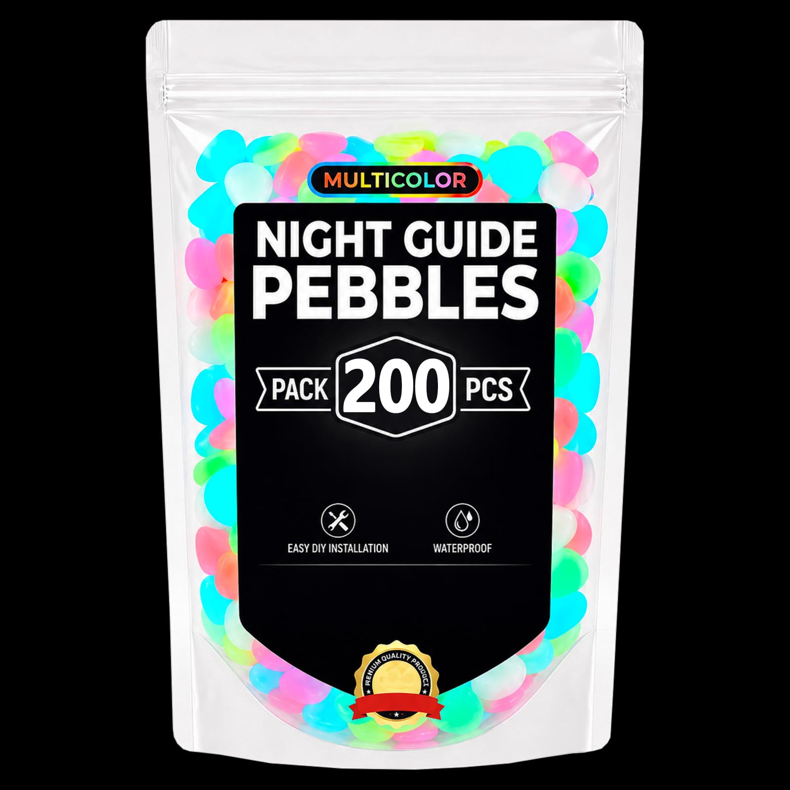 200Pcs Colorful Glow In The Dark Pebbles, Luminous Garden Stone for Outdoor Landscaping, Realistic Pebbles Decor, Glowing Rocks for Garden, Pathway, Patio and Yard