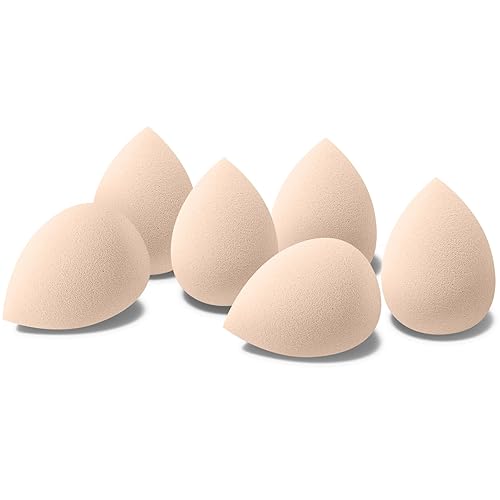 Juego de 6 esponjas de maquillaje, esponjas de maquillaje para base, esponjas de belleza sin látex, impecables para líquidos, crema y polvo, esponja